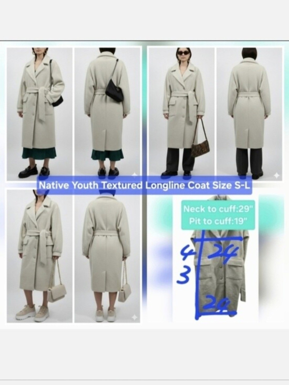 Native Youth Textured Longline Coat Size S-L